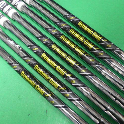 True Temper Dynamic Gold Mid 115 X100 .355 X-Stiff Pulled Iron Shafts SET OF 7