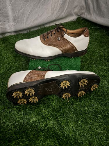Footjoy Icon Black Golf Shoes(White/Brown) - (Used) size 9.5