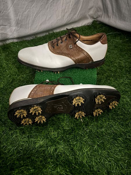 Footjoy Icon Black Golf Shoes(White/Brown) - (Used) size 9.5
