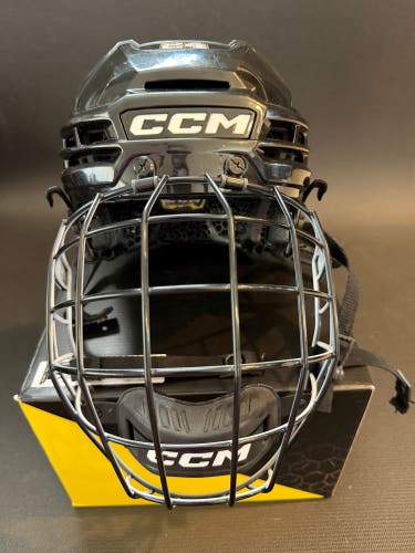 Small CCM Super Tacks X Helmet Pro Stock with Oreo Cage. Cage is HECC certified (Used)