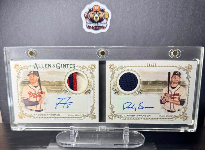 2017 Allen & Ginter Freeman Swanson Dual Auto Patch Booklet /10 Braves