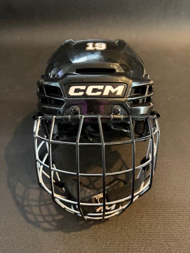 Small CCM Super Tacks X Helmet Pro Stock with Oreo Cage. Cage is HECC certified (Used)