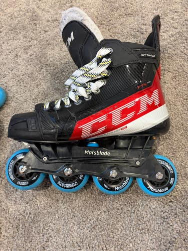 Custom built CCM Jetspeed FT4 Pro rollerblades with Marsblade chassis