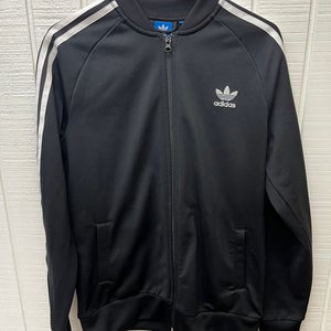 Adidas Men’s Medium Black Track Jacket Full Zip Sporty Athleisure Training