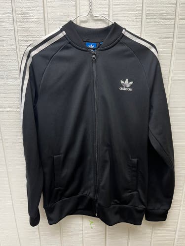 Adidas Men’s Medium Black Track Jacket Full Zip Sporty Athleisure Training