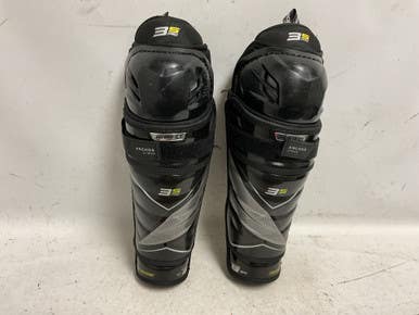 Used Bauer SUPREME 3S PRO Junior Shin Guards Black And Optic Yellow 12" 11855-S000204110