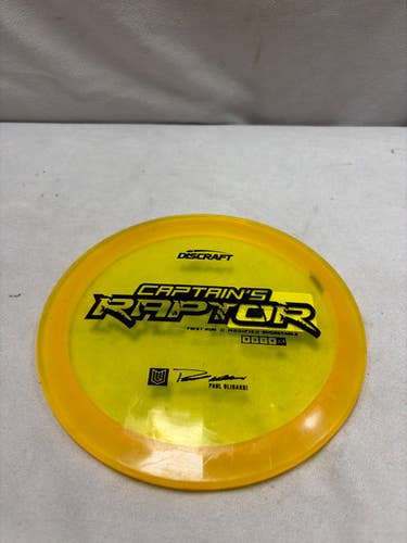 Used Discraft Z CAPTAINS RAPTOR Disc Golf Driver Yellow 11490-S000273457