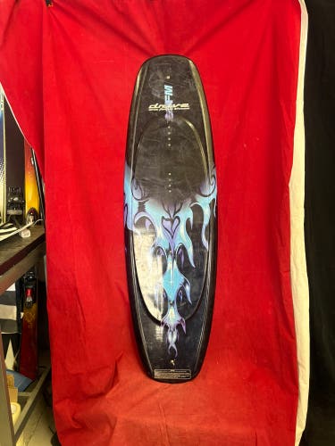 Wakeboard: Liquid Force Drive wakeboard featuring blue and purple flame on a black base. 140cm.