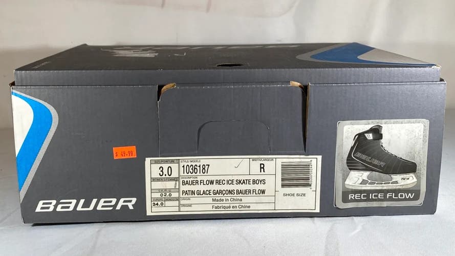 Black Bauer Flow Rec Hockey Skates Regular Width Size 3 (New)