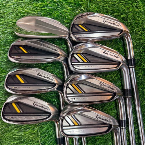 TaylorMade Rocket Bladez RH Iron Set 4-PW & AW Stiff Flex Mid Size Grips 8 Clubs