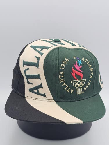 Vintage 1996 Atlanta Olympics Swirl Spellout Eastport Green Black Hat Snapback