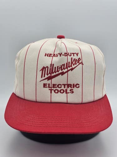 Vintage Milwaukee Power Tools K Products Pinstripe Promo Hat Cap Vtg Snapback