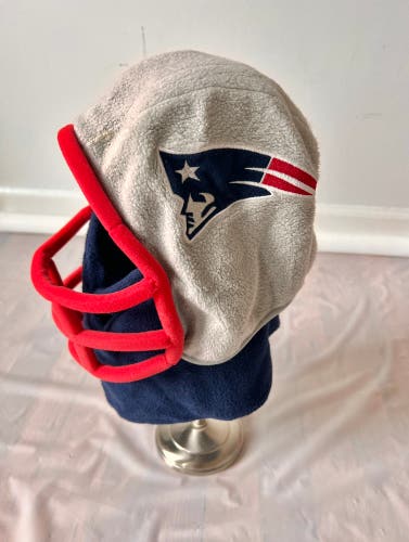 New England Patriots Fleece Helmet Hat Face Mask Set Vintage NFL L detachable