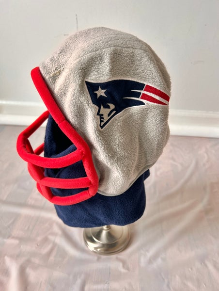 New England Patriots Fleece Helmet Hat Face Mask Set Vintage NFL L detachable