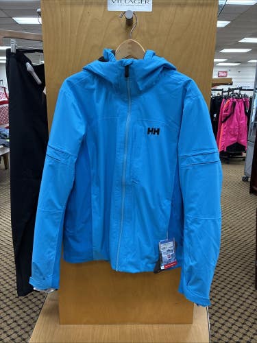 New! Mens Helly Hansen Courchevel Jacket Size Large Cyan Blue 25/26