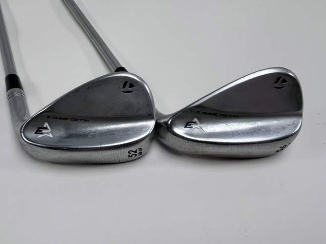 TaylorMade Milled Grind 3 Raw Chrome Wedge Set 52* 9 56* 12 KBS C-Taper Stiff RH