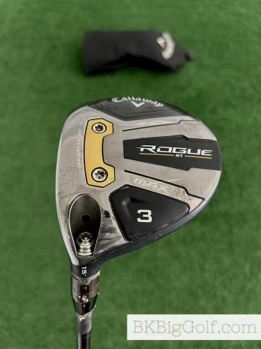 LH Callaway Rogue ST Max 15 Degree 3 Wood w Headcover / Regular
