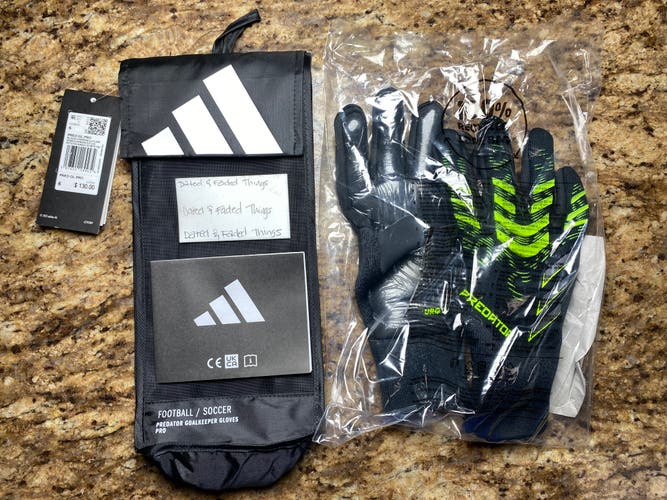 *NEW Size 6 Adidas Predator PRO GRADE Goalkeeper Gloves - Black/Carbon/Lucid Lemon (JJ3531)