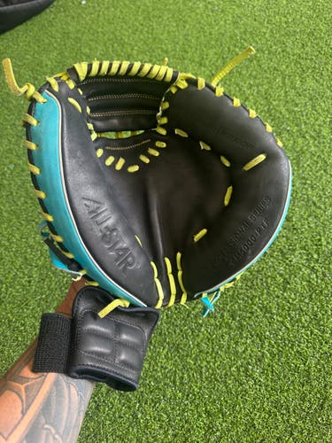 ALL-STAR S7-ELITE PRO TRAVEL FIT CATCHERS MITT/GLOVE - SKY BLUE/BLACK/YELLOW