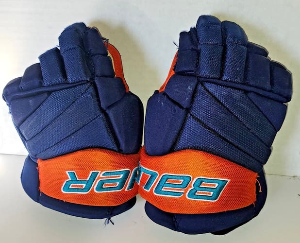 Bauer Team Pro Junior Ice Hockey Gloves 12" California Wave Navy Blue Orange