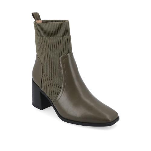 Journee Collection Harlowe Boots Women's 5.5 Green Ankle Chelsea Bootie LION290
