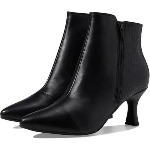 Clarks Kataleyna Glow Boots Women's 6.5 Black Leather Kitten Heel Bootie LION396