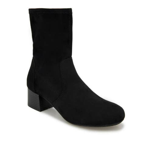 Kenneth Cole Reaction Road Boots Women 5.5 Black Faux Suede Dress Bootie LION473