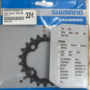 Shimano SLX Chainring 22T 3x9 Speed 64mm PCD New