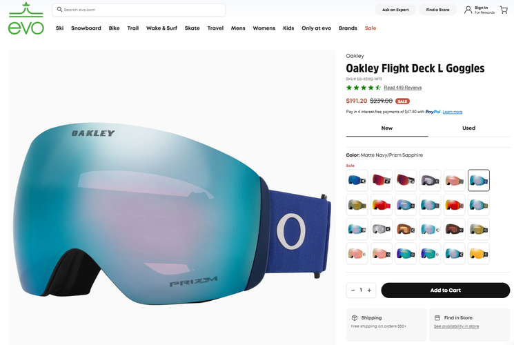 Oakley Flight Deck L Matte Navy Prizm Sapphire Goggles MINT + Dakine Case