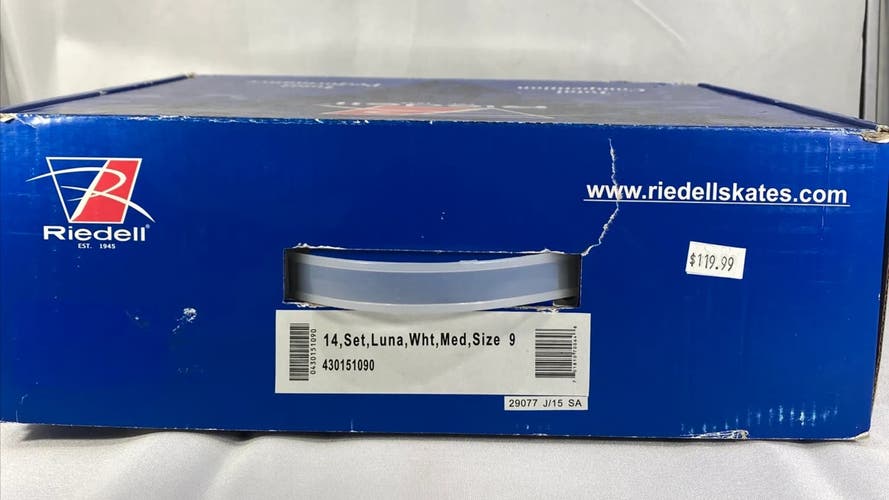 Riedell White Luna Figure Skates Youth 9 (New)