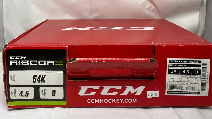 CCM Regular Width Size 4.5 (New) RibCor 64K Hockey Skates