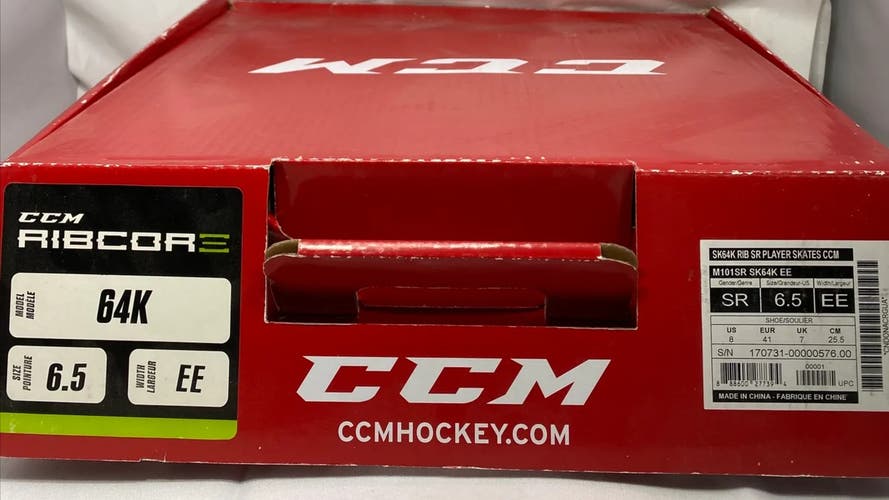 CCM Extra Wide Width Size 6.5 (New) RibCor 64K Hockey Skates