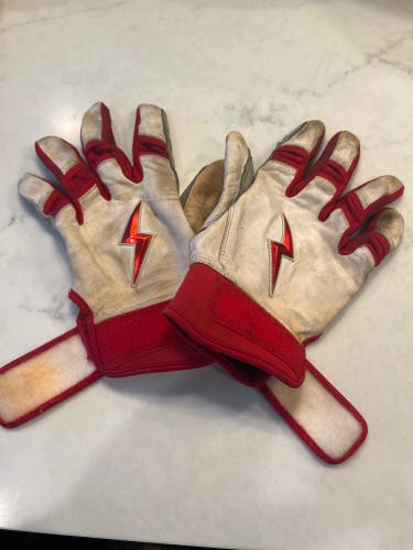 Bruce Bolt Youth XL Batting Gloves – Red/White (Used) – Sold As Is