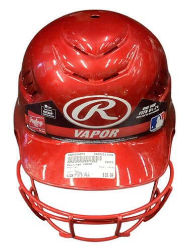 Used Rawlings VAPOR Batting Helmet w/Mask Red Fits all 11846-S000104955