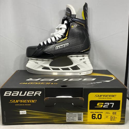 New Senior Bauer Extra Wide Width Size 6 Supreme S27 Hockey Skates
