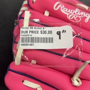 Rawlings Baseball Glove Players Series PL90PPW Pink Excellent Condition 9"