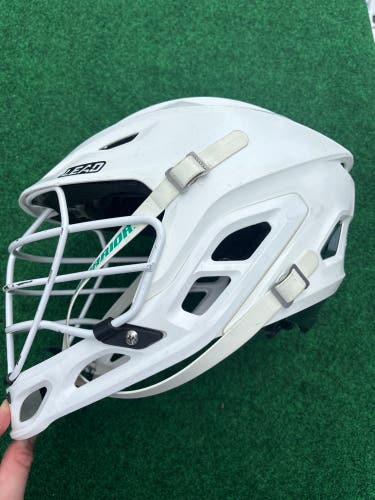 White & Green Adult Warrior Burn Helmet (Used) | Medium