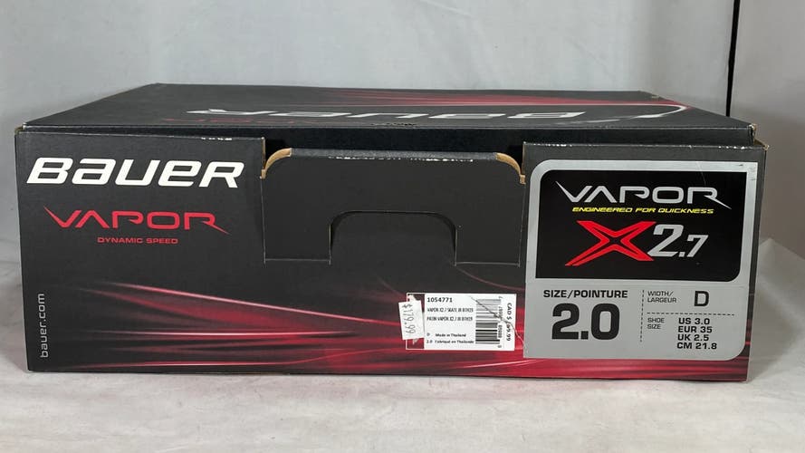 Junior New Bauer Vapor X2.7 Hockey Skates Regular Width Size 2