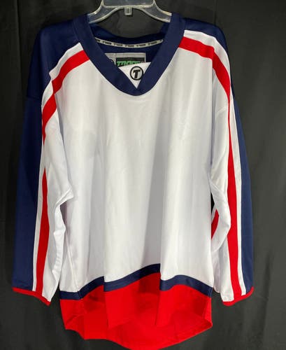 Tron DJ300x Senior L Jersey Columbus Blue jackets Replica White/Navy/Red
