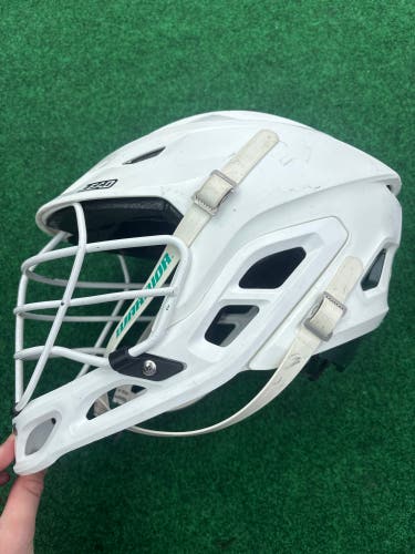 White & Green Adult Warrior Burn Helmet (Used) | Medium