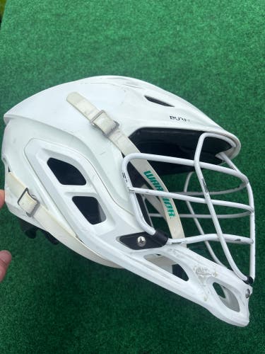 White & Green Adult Warrior Burn Helmet (Used) | Large