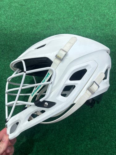 White & Green Adult Warrior Burn Helmet (Used) | Medium