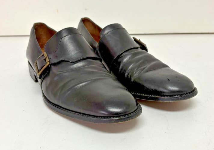 John Varvatos Black Leather Single Buckle Monk Loafers US Men's 12 GREAT