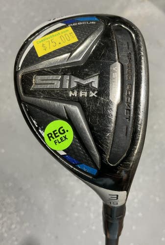 TaylorMade SIM MAX 19 #3 Hybrid 39" FUJIKURA 77 Regular Flex Graphite USED