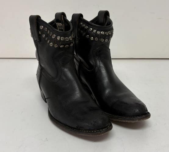 Frye Diana Cut Studded Black Leather Short Boots US Women's 6.5 Fast Shipping