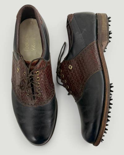 Footjoy Classics Golf Shoes 51284 Black/Brown Size 10 C EUC New Spikes