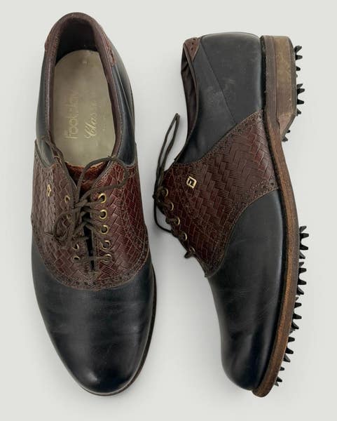 Footjoy Classics Golf Shoes 51284 Black/Brown Size 10 C EUC New Spikes | SidelineSwap