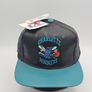 NEW Vintage Charlotte Hornets Leather NBA Sports Logo Athletic Hat Strapback