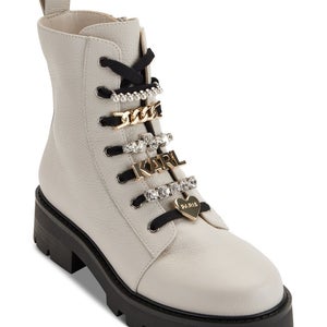 Karl Lagerfeld Paris Mela KL332513 Womens US 8.5 Soft White Combat Boots LION676