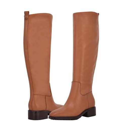 Calvin Klein Botina Boots Women's 8.5 Dark Natural Almond Toe Knee High LION643